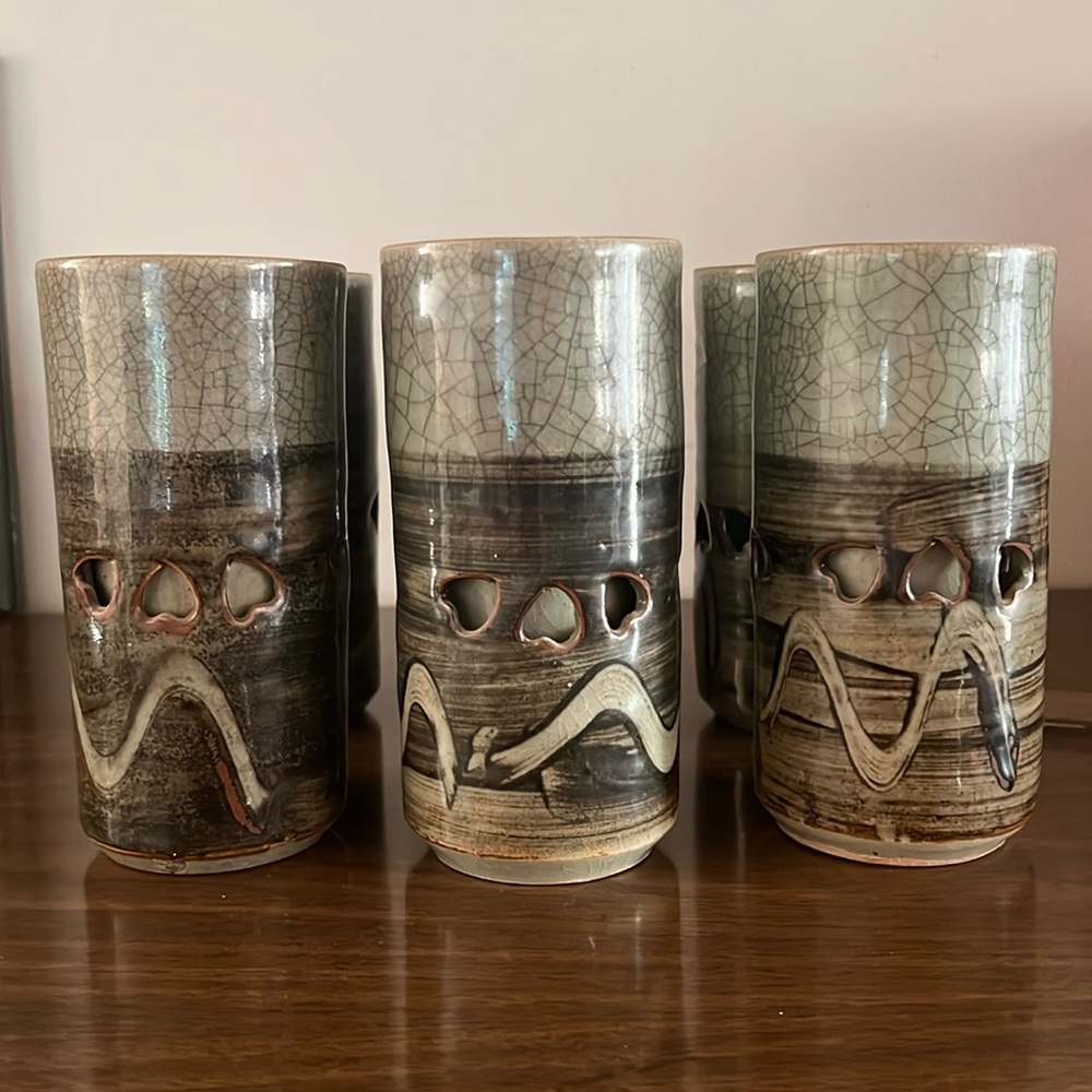 Somayaki Japan soma-ware 1960s tumblers